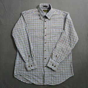 Orvis Signature Dress Shirt Men M Blue Brown Check Flannel Button Down
